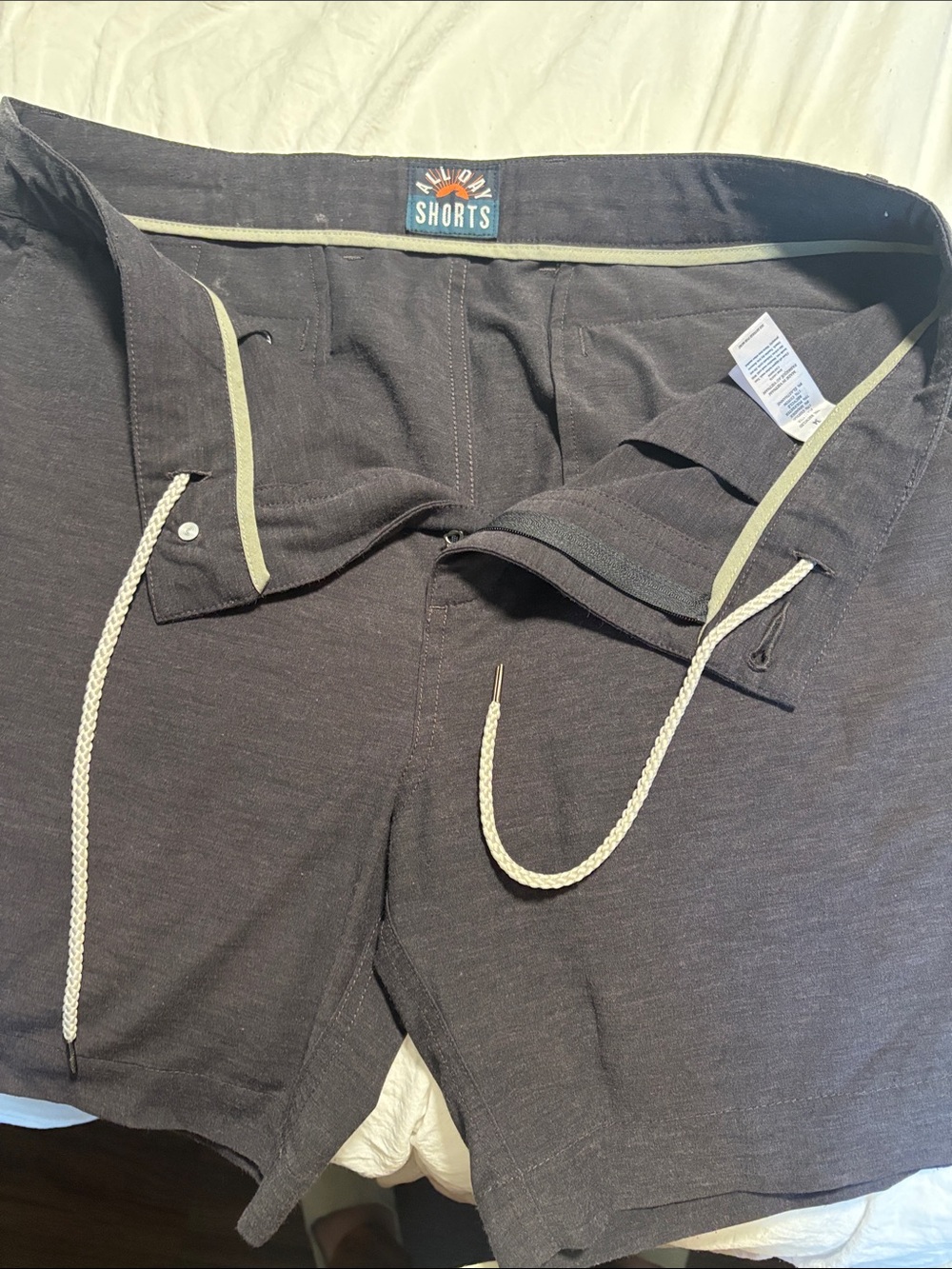 Faherty Dark Charcoal Shorts with Cream Trim
